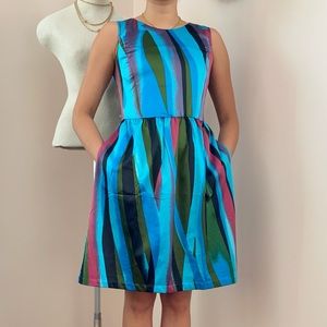 Satin Multicolor Midi Dress